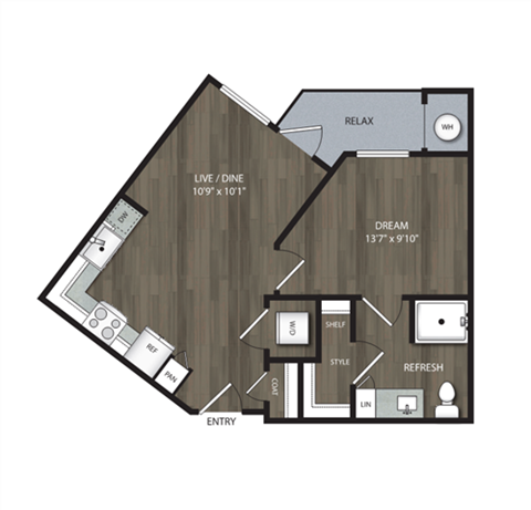 a floor plan of a 1 bedroom floor plan